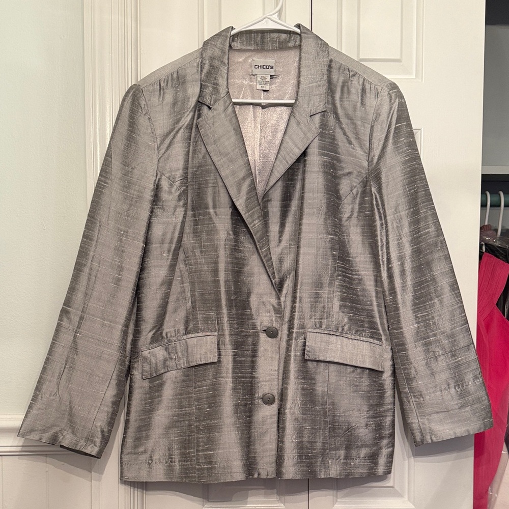 Chico's Metallic Gray Blazer